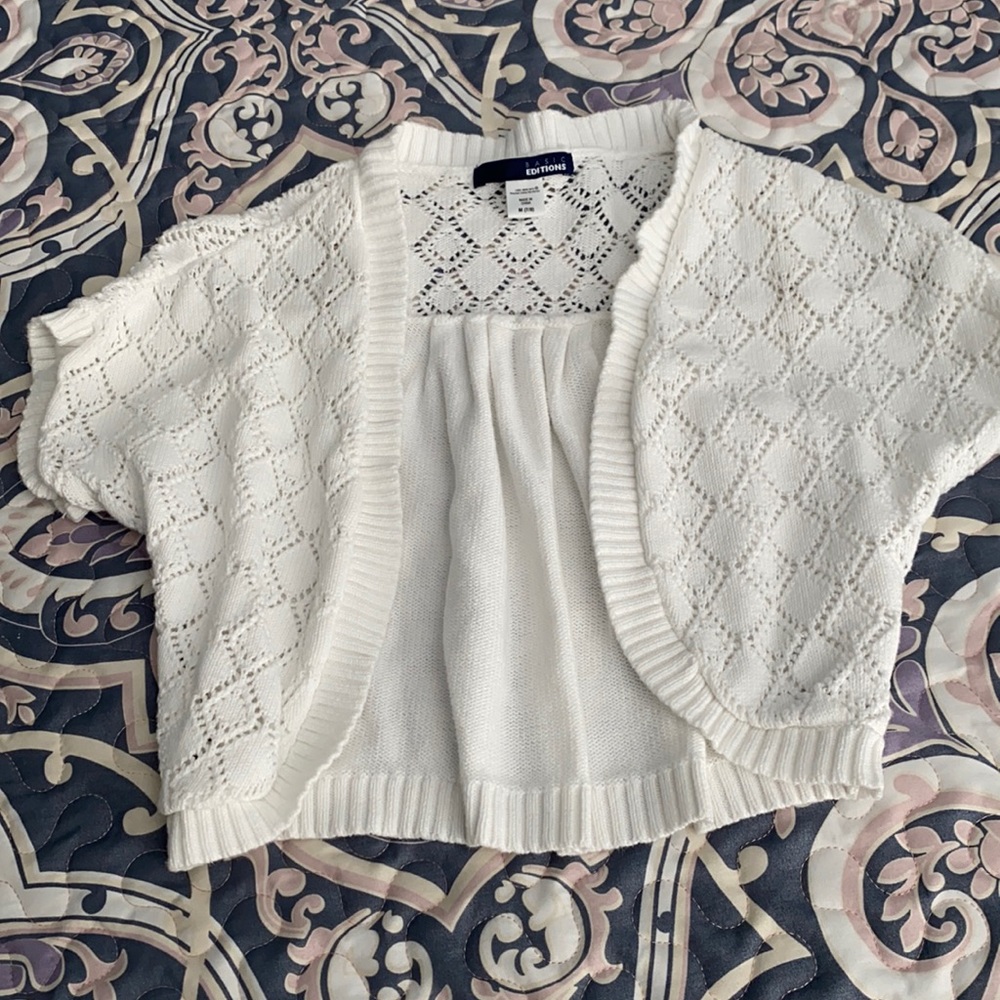 Basic edition girls M 7/8 white short cardigan